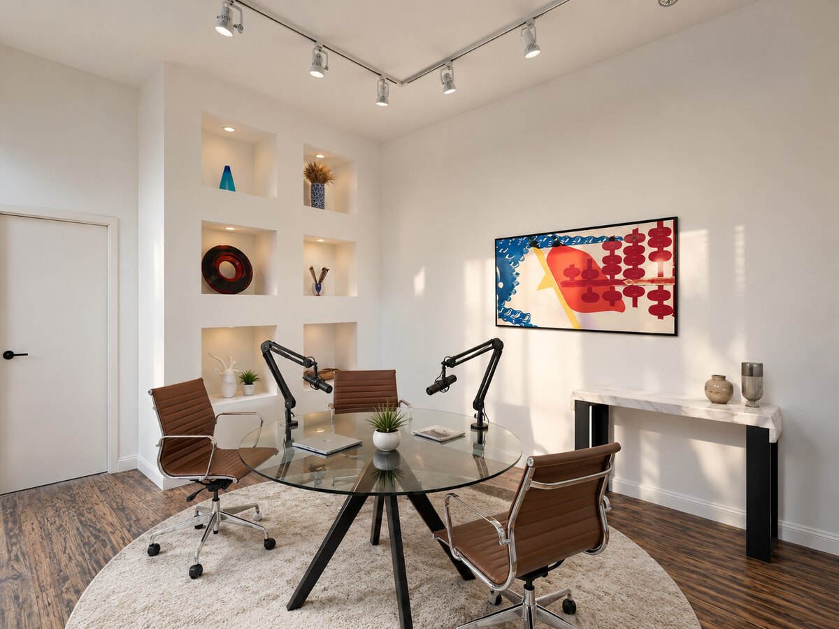 The Desk — round-table studio set